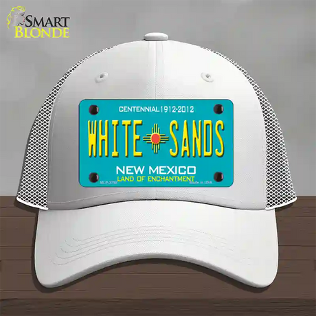 White Sands New Mexico Teal Novelty License Plate Hat Mesh / White