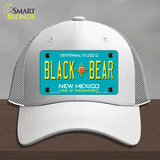 Black Bear New Mexico Teal Novelty License Plate Hat Mesh / White