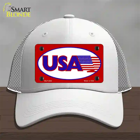 USA American Flag Vanity Novelty License Plate Hat Mesh / White