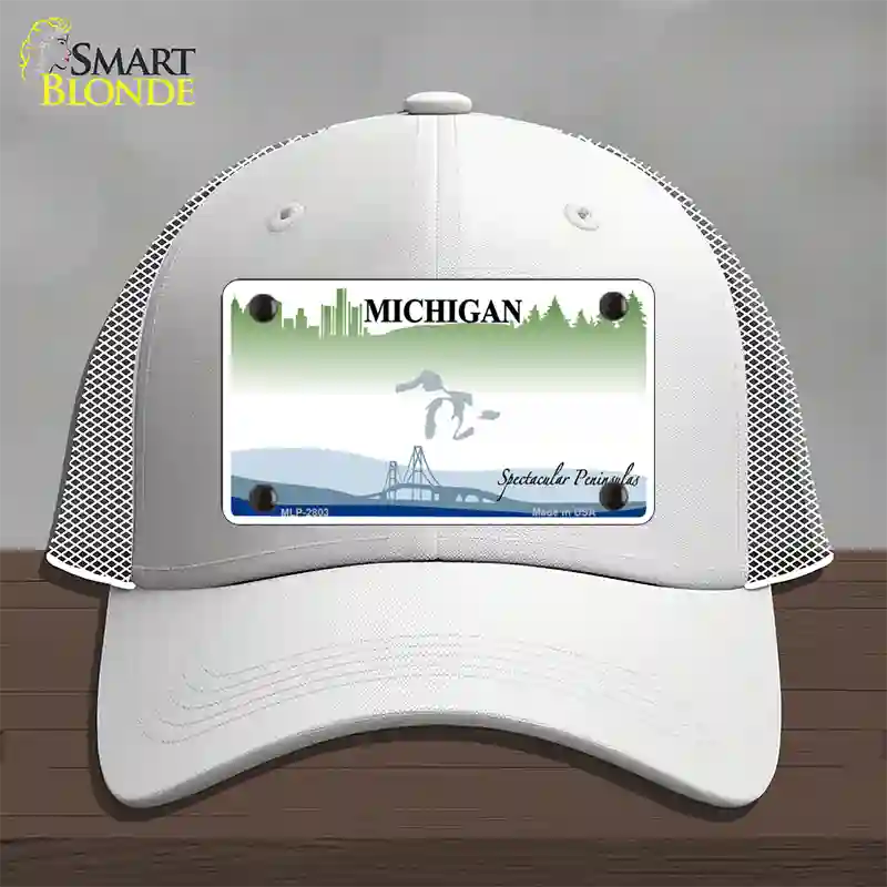 Michigan Peninsulas State Blank Novelty License Plate Hat Mesh / White