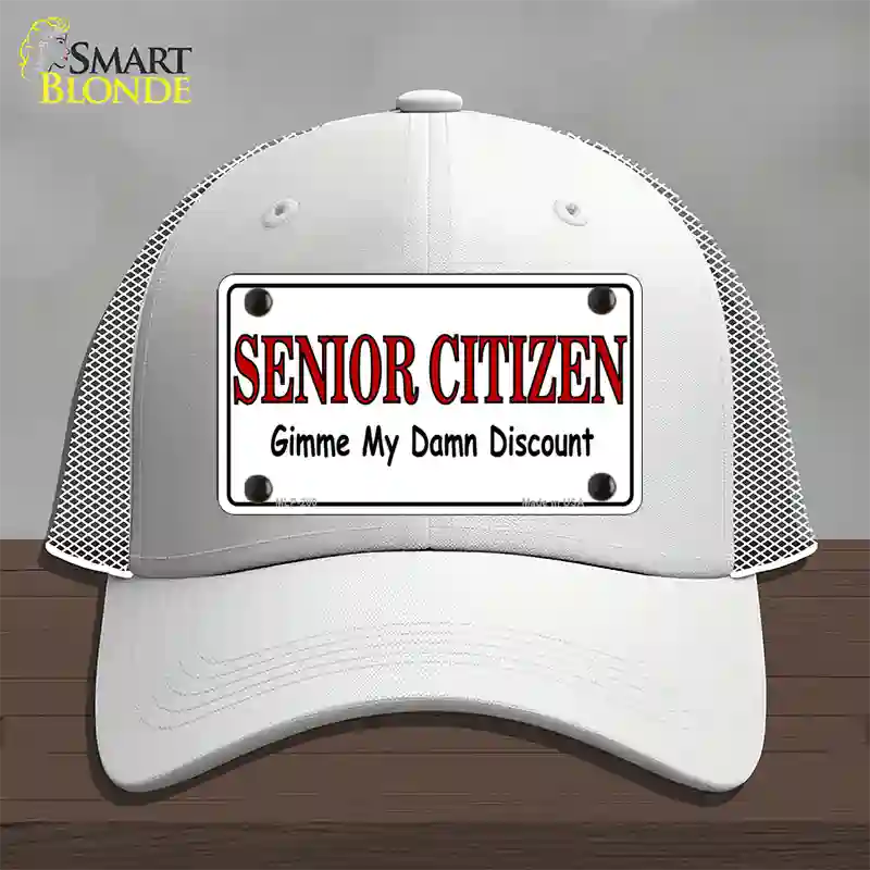 Senior Citizen Discount Novelty License Plate Hat Mesh / White