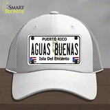 Aguas Buenas Puerto Rico Novelty License Plate Hat Mesh / White