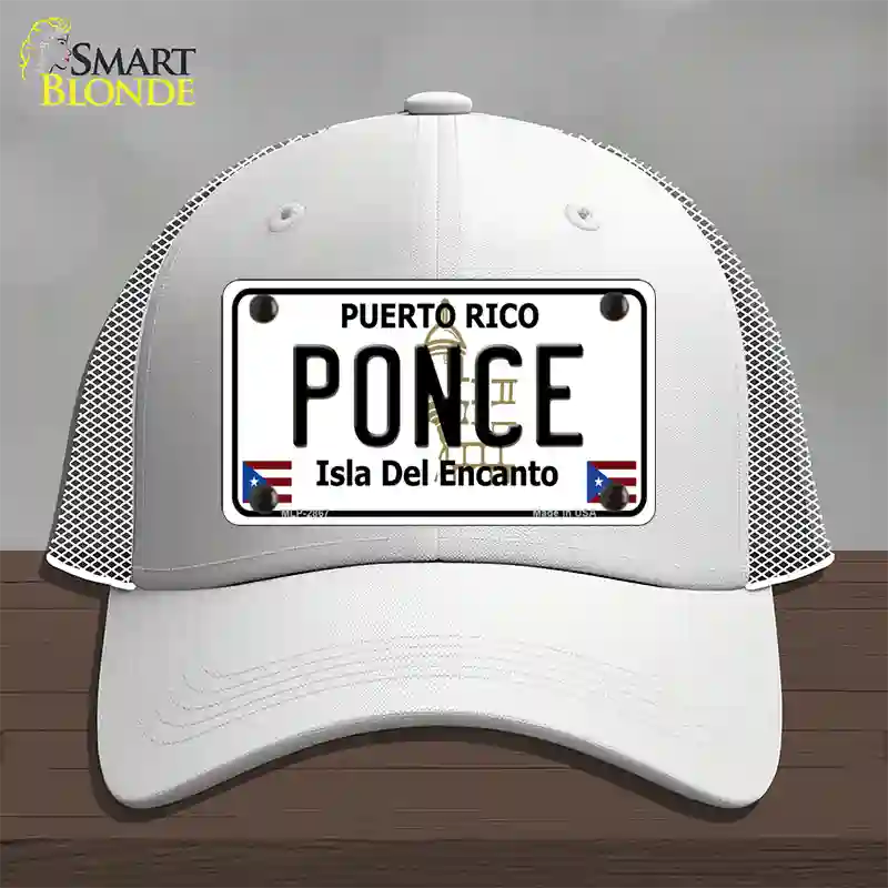 Ponce Puerto Rico Novelty License Plate Hat Mesh / White