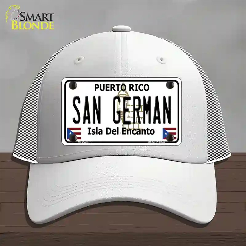 San German Puerto Rico Novelty License Plate Hat Mesh / White