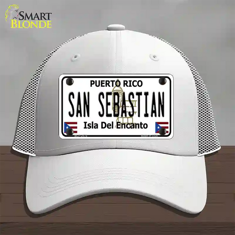 San Sebastian Puerto Rico Novelty License Plate Hat Mesh / White