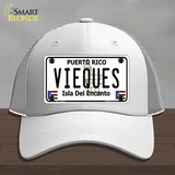 Vieques Puerto Rico Novelty License Plate Hat Mesh / White