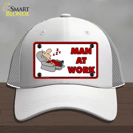 Man At Work Novelty License Plate Hat Mesh / White