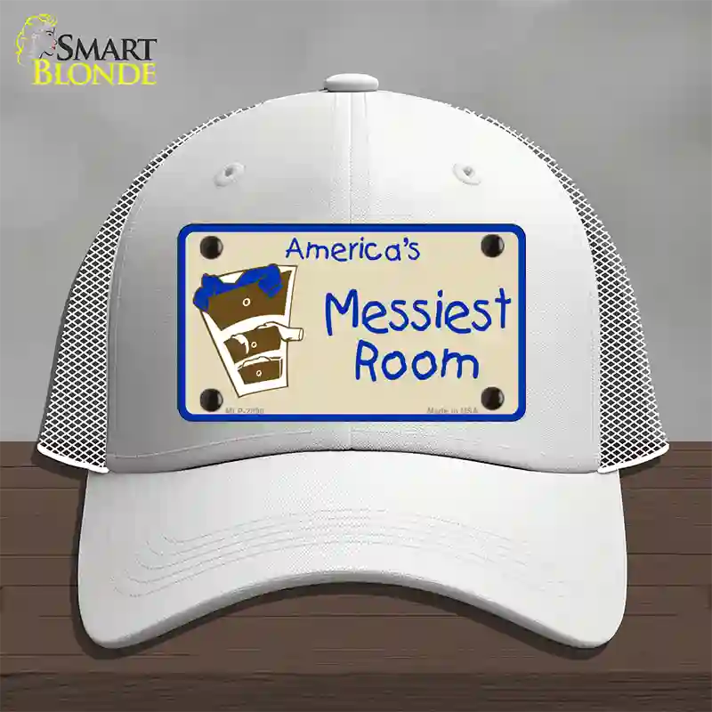 Americas Messiest Room Novelty License Plate Hat Mesh / White