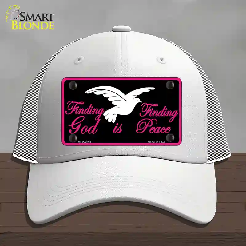 Finding God Finding Peace Black Novelty License Plate Hat Mesh / White