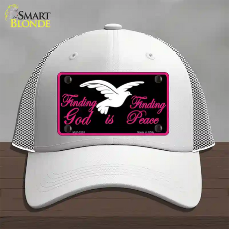 Finding God Finding Peace Black Novelty License Plate Hat Mesh / White