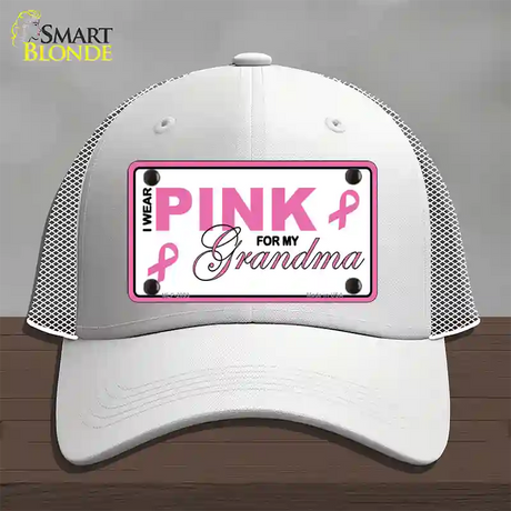 Pink For Grandma Novelty License Plate Hat Mesh / White