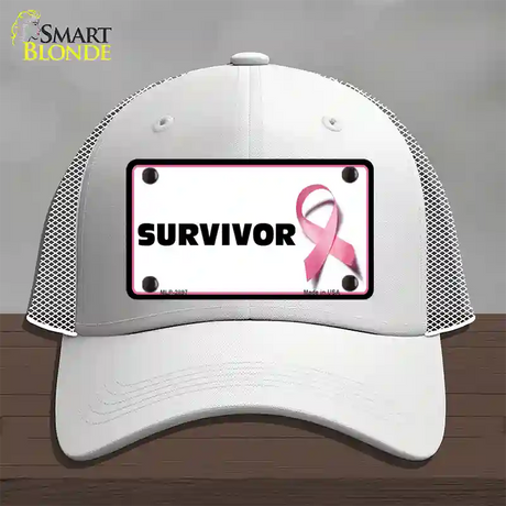 Survivor Breast Cancer Novelty License Plate Hat Mesh / White