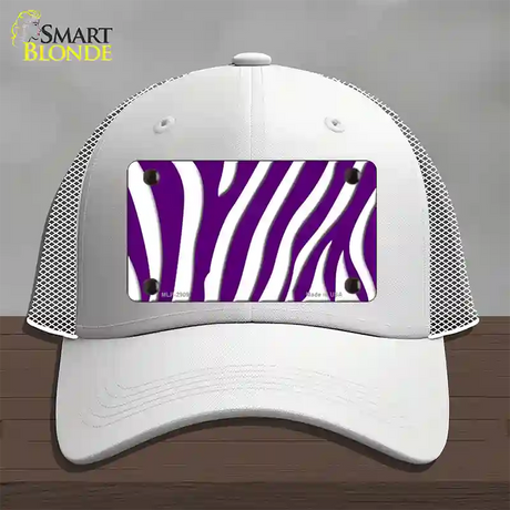 Purple White Zebra Novelty License Plate Hat Mesh / White