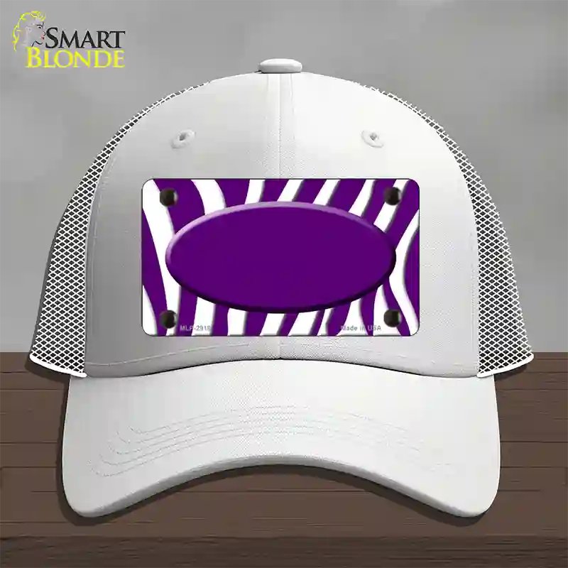 Purple White Zebra Purple Center Oval Novelty License Plate Hat Mesh / White