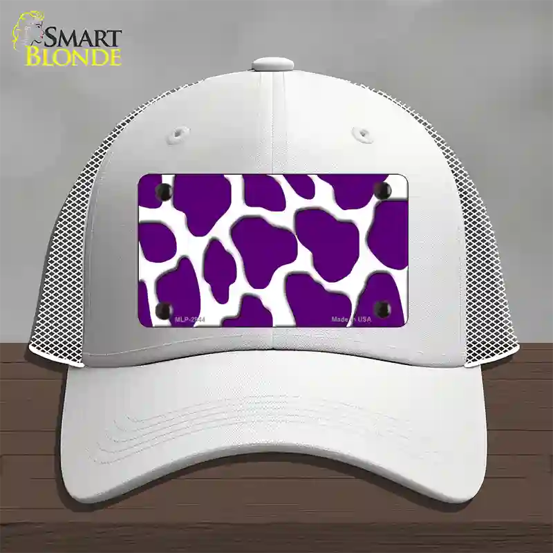 Purple White Giraffe Novelty License Plate Hat Mesh / White