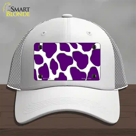 Purple White Giraffe Novelty License Plate Hat Mesh / White