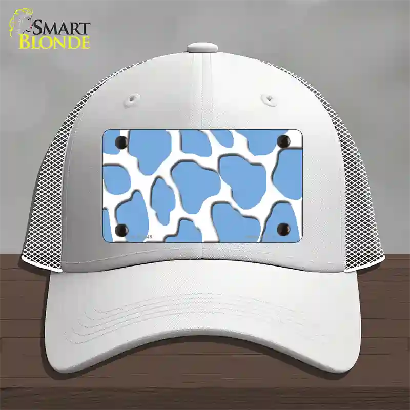 Light Blue White Giraffe Novelty License Plate Hat Mesh / White