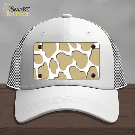 Gold White Giraffe Novelty License Plate Hat Mesh / White