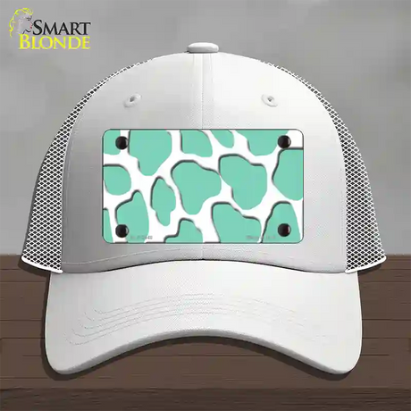 Mint White Giraffe Novelty License Plate Hat Mesh / White