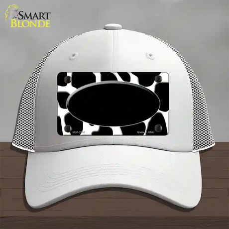 Black White Giraffe Black Center Oval Novelty License Plate Hat Mesh / White