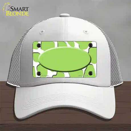 Lime Green White Giraffe Lime Green Center Oval Novelty License Plate Hat Mesh / White