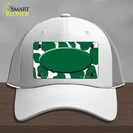 Green White Giraffe Green Center Oval Novelty License Plate Hat Mesh / White