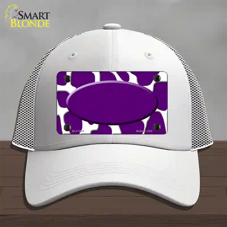 Purple White Giraffe Purple Center Oval Novelty License Plate Hat Mesh / White