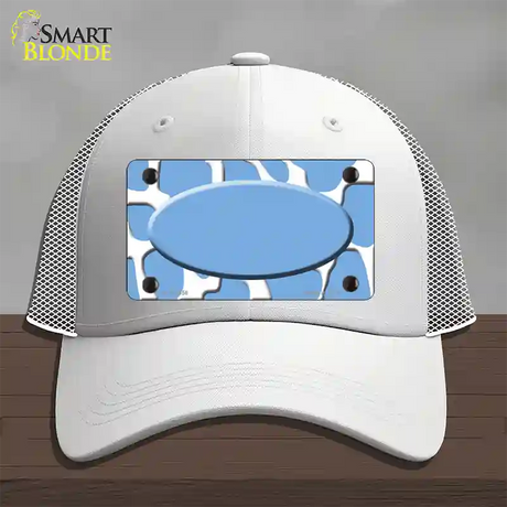 Light Blue White Giraffe Light Blue Center Oval Novelty License Plate Hat Mesh / White