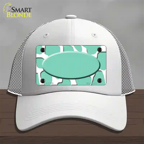 Mint White Giraffe Mint Center Oval Novelty License Plate Hat Mesh / White