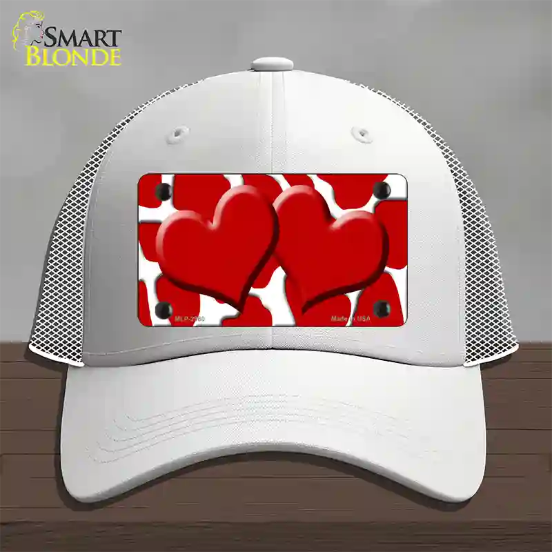 Red White Giraffe Red Centered Hearts Novelty License Plate Hat Mesh / White