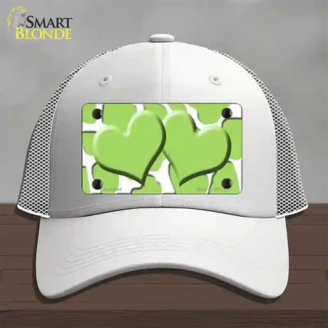 Lime Green White Giraffe Lime Green Centered Hearts Novelty License Plate Hat Mesh / White