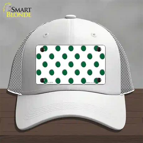 Green White Polka Dot Novelty License Plate Hat Mesh / White