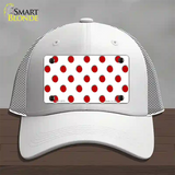 Red White Polka Dot Novelty License Plate Hat Mesh / White