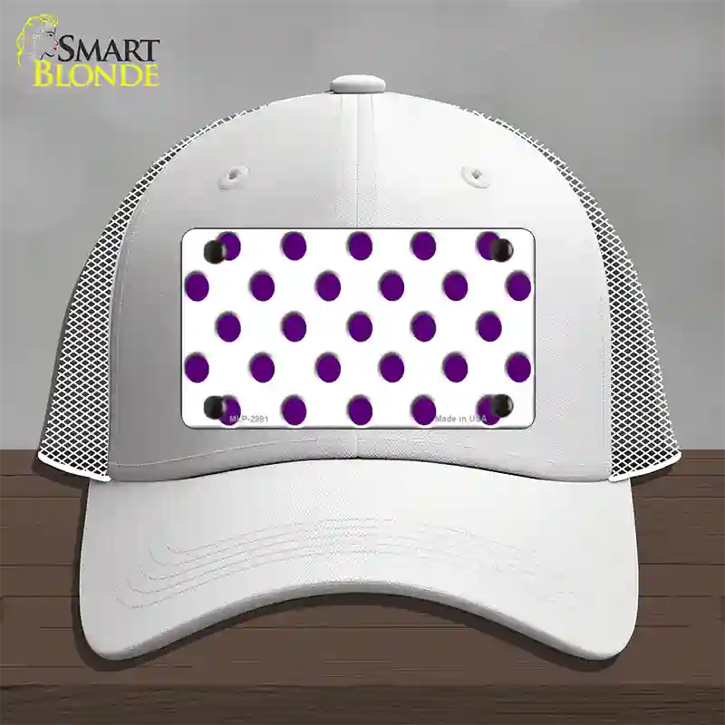 Purple White Polka Dot Novelty License Plate Hat Mesh / White