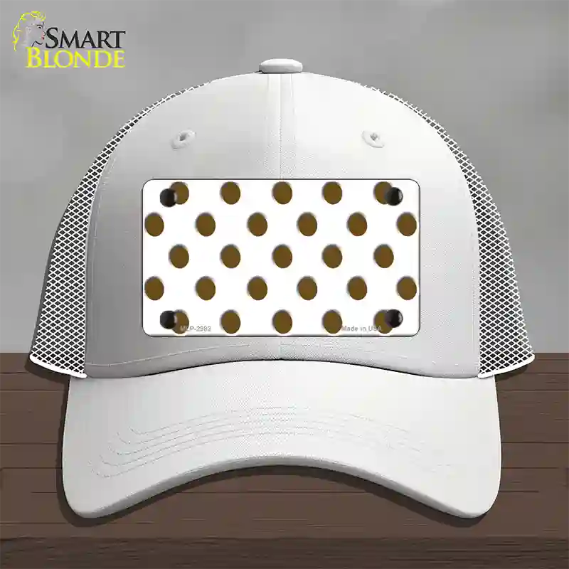 Brown White Polka Dot Novelty License Plate Hat Mesh / White