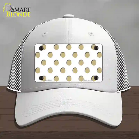 Gold White Polka Dot Novelty License Plate Hat Mesh / White