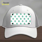 Mint White Polka Dot Novelty License Plate Hat Mesh / White