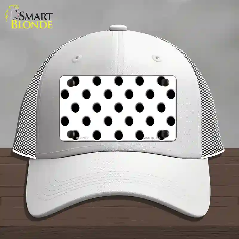 Black White Polka Dot Novelty License Plate Hat Mesh / White