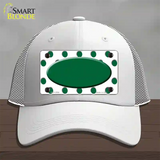 Green White Polka Dot Green Center Oval Novelty License Plate Hat Mesh / White