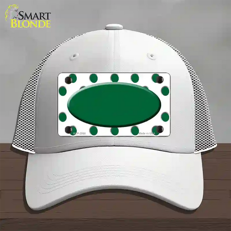 Green White Polka Dot Green Center Oval Novelty License Plate Hat Mesh / White