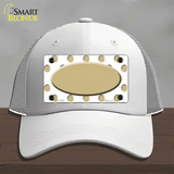 Gold White Polka Dot Gold Center Oval Novelty License Plate Hat Mesh / White