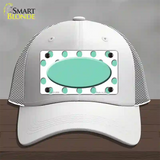 Mint White Polka Dot Teal Center Oval Novelty License Plate Hat Mesh / White