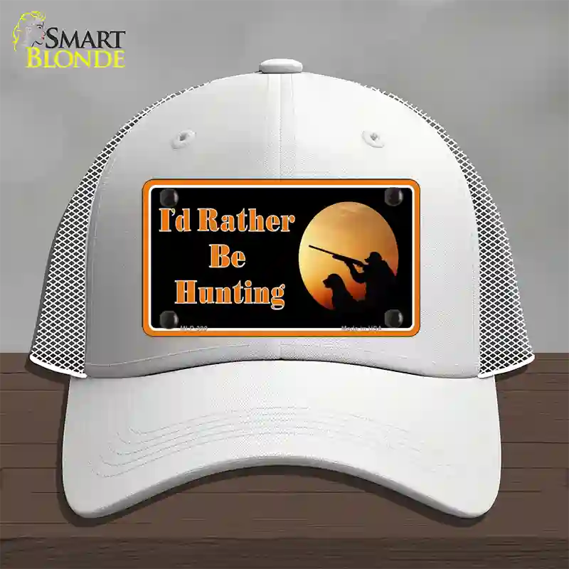 Id Rather Be Hunting Novelty License Plate Hat Mesh / White