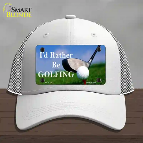 Rather Be Golfing Novelty License Plate Hat Mesh / White