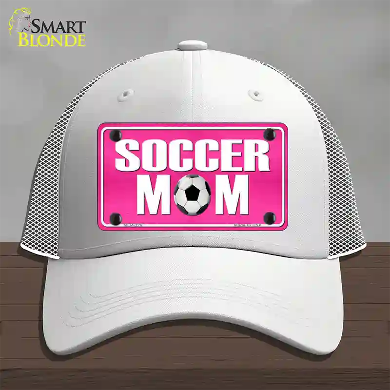 Soccer Mom Novelty License Plate Hat Mesh / White