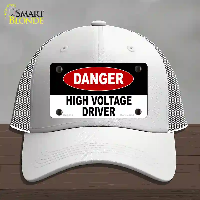 Danger High Voltage Driver Novelty License Plate Hat Mesh / White