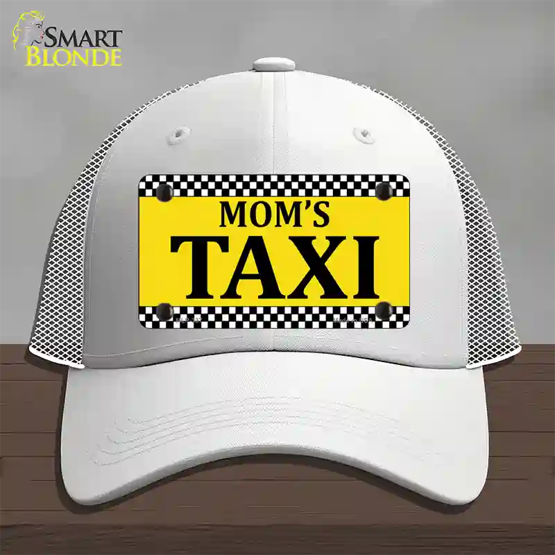 Moms Taxi Novelty License Plate Hat Mesh / White