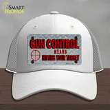 Gun Control Novelty License Plate Hat Mesh / White