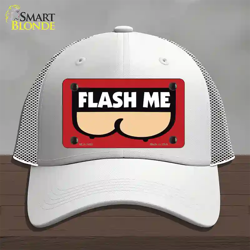 Flash Me Novelty License Plate Hat Mesh / White