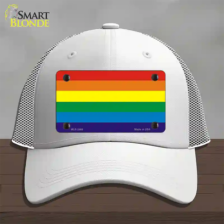 Rainbow Flag Novelty License Plate Hat Mesh / White